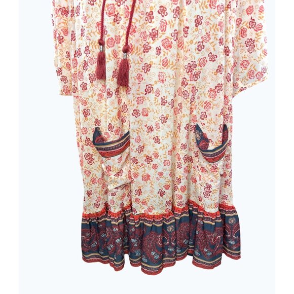 Free People Babydoll Swing Boho Floral Print Tunic Dress Womens Small - Picture 12 of 13